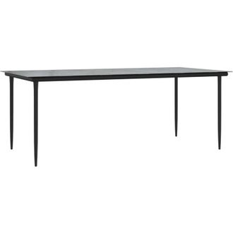 vidaXL Mesa Comedor Jard&iacute;n Acero Y Vidrio Templado Negro 200x100x74 Cm Vidaxl