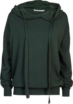 Summum Womens Basic Knit Hooded Sweater In Deep Green