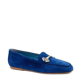 Valentina Rangoni Bazar Flat in Blue Suede, Gold Ornament at Nordstrom, Size 8.5