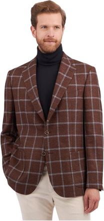 Brooks Brothers Bruine Maagd Wol Zijde Linnen Blend Blazer - Heren - Blazers - Bruin - XL - Wol - Jassen
