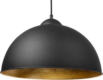 Beliani L&aacute;mpara Colgante De 1 Luz Medio Globo De Metal Negro Estilo Industrial Cetina
