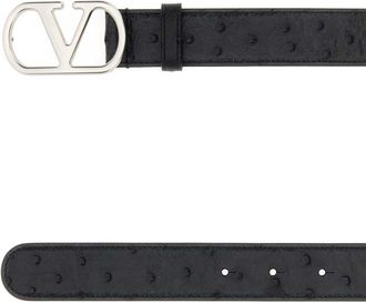 Valentino Garavani Mens Black Leather Vlogo Signature Belt Nero Cinture