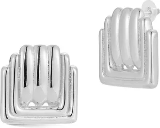 Glaze Jewelry Plated Stainless Steel Sculptural Statement Stud Earrings