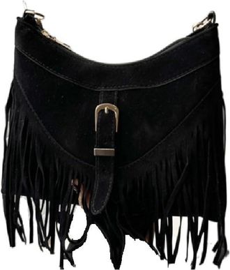Generic Vintage Women Large Capacity Shoulder Bag, Bohemian Style Matte Texture Single Shoulder Crossbody Bag(Black)