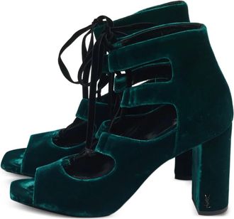 Saint Laurent Sandali Loulou in velluto - Verde