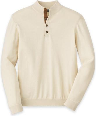 Paul Fredrick Supima Cotton Four Button Mock Neck Sweater