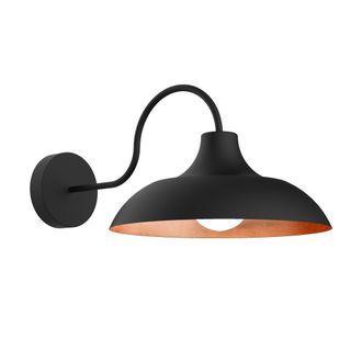 Lumicom Parigina Applique, 1x E27, Max 42w, Metallo, Nero Opaco/foglia Rame, D.30cm - Lumicom
