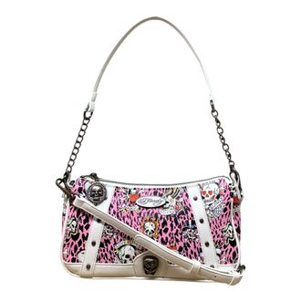 Ed Hardy Womens Shoulder Crossbody Bag, Pink/White, One Size