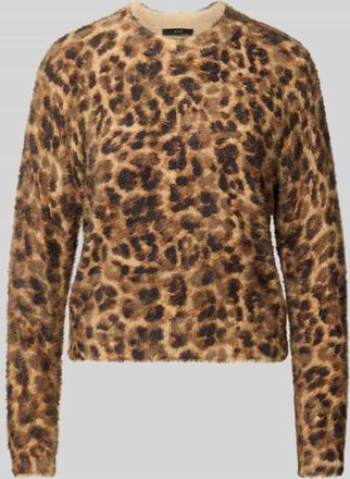 Oui Strickpullover mit gerippten Abschlüssen in Camel, Größe 34