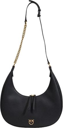 Pinko Shoulder Bags, female, Black, Size: ONE SIZE Black Leather Handbag Womens Bags Collection