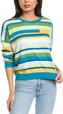 Brodie Abstract Stripe Crewneck Cashmere-Blend Sweater
