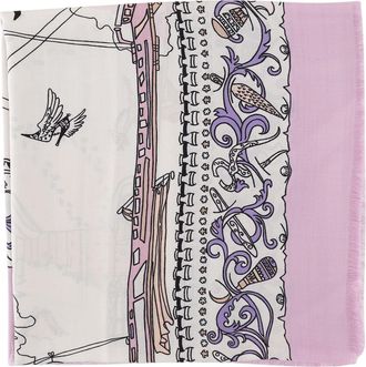 Ferragamo Pink Patterned Silk-Wool Blend Scarf