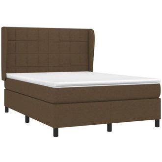 vidaXL Cama Box Spring Con Colch&oacute;n Tela Marr&oacute;n Oscuro 140x190 Cm Vidaxl