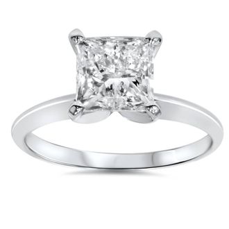 Pompeii3 1ct Solitaire Princess Cut Diamond Engagement Ring 14K White Gold Size Selectable