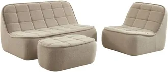 Sweeek Sof&aacute; envasado al vac&iacute;o modular de borreguito texturizado con