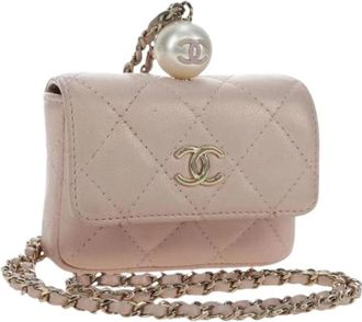 Chanel Pre-owned Vintage Mini Pouch - Dames - Vintage Mini Tas - Roze - ONE Size - Leer - Vintage