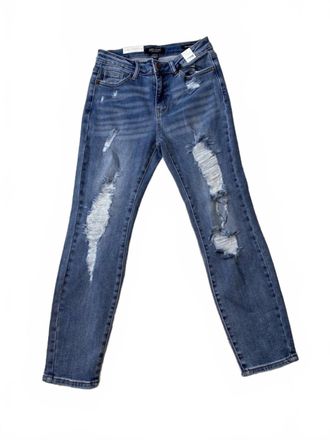 Judy Blue Womens Large Holes Destroyed Relax Fit Jeans In Blue
