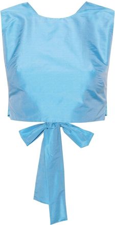 Viktor & Rolf wraparound cropped top - women - Silk/Polyester - M - Blue