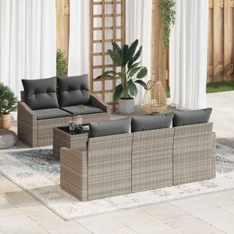 vidaXL Vidaxl - Conjunto De Sof&aacute; De Jard&iacute;n 6 Pcs Gris Claro 55 X 55 X 37 Cm