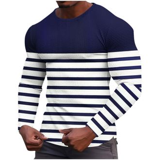 Generic Mens Waffle Jumper Mens Long Sleeve Tops Plain Elastic Ribbed T Shirt Pullover Fit Sport Tee Casual Shirts Tops for Men Sweatshirt Men Waffle Top Crew