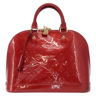 Louis Vuitton Alma Handbag Monogram Vernis Red Patent_Leather Handbag (Pre-Owned)