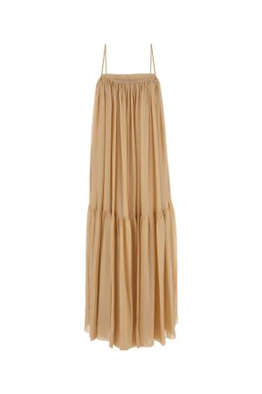 Chlo&eacute; Silk Maxi Dress - Beige