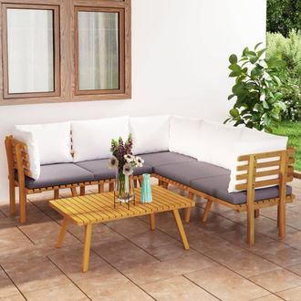 vidaXL Muebles De Jard&iacute;n 6 Piezas Con Cojines Madera Maciza De Acacia Vidaxl