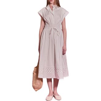 English Factory Rickrack Tie Waist Maxi Dress in White at Nordstrom, Size X-Small