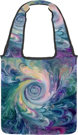 Generic Mysterious Flowing Artistic Swirl Texture Reversible Canvas Shoulder Tote - Double-Sided Print, 12oz Cotton, 27cm Drop, Fold-Flat Bag for Travel, Shop