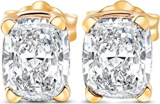 Pompeii3 1 - 4 Carat Cushion Cut Diamond Studs 14k White or Yellow Gold Lab Grown