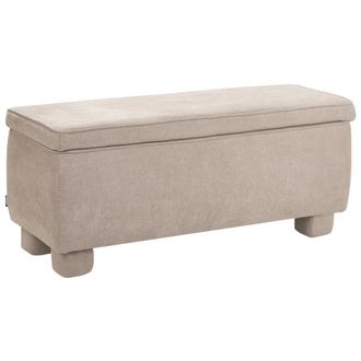 Beliani Banco Para Pasillo Con Almacenaje Patas De Madera De &Aacute;lamo Tapizado De Tela Moderno Beige Ithaca