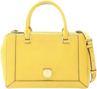 MCM Pre-owned Leather 2way Handbag - Dames - Vintage Handtas - Geel - ONE Size - Leer - Vintage