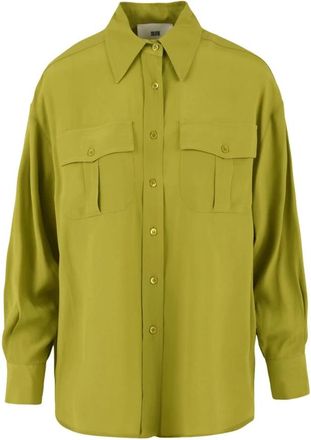 SOLOTRE Oversized Zijdeblend Shirt - Dames - Overhemden - Geel - XL - Overhemden