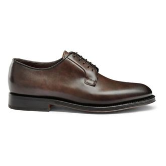 Santoni Gepolijste Leren Derby Schoen - Heren - Nette schoenen - Bruin - 46 EU - Leer - Schoenen