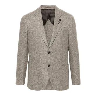 Lardini Blazers, male, Brown, Size: 2XL Interwoven Single-Breasted Blazer