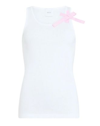Patou White Bow Round Neck Top