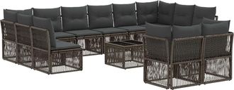 vidaXL Conjunto De Sof&aacute;s De Jard&iacute;n 13 Uds. Gris Rat&aacute;n Sint&eacute;tico Vidaxl