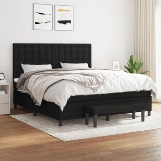 vidaXL Cama Box Spring Con Colch&oacute;n Tela Negro 180x200 Cm Vidaxl