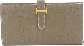 Herm&egrave;s Etoupe Gray Soufre Epsom Leather Long Wallet (Bi-Fold) (Pre-Owned)