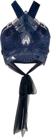Alberta Ferretti lace crop top - women - Silk/Silk/Acetate/Elastane/Polyester - 40 - Blue