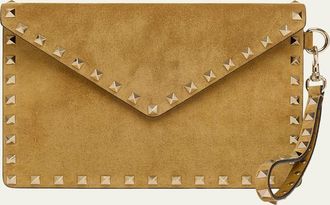 Valentino Garavani Rockstud Suede Wristlet Pouch Bag