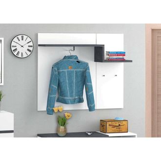 Dmora Mobile da ingresso Mugello, Entratina moderna multifunzione, Armadietto multiuso per atrio, 100% Made in Italy, cm 120x30h100, Bianco lucido e Acero