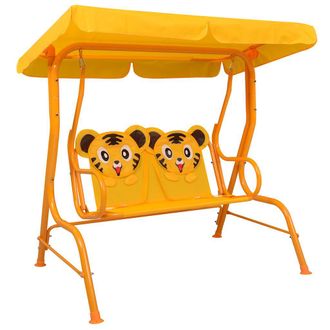 vidaXL Banco Balanc&iacute;n Para Ni&ntilde;os Tela Amarillo 115x75x110 Cm Vidaxl
