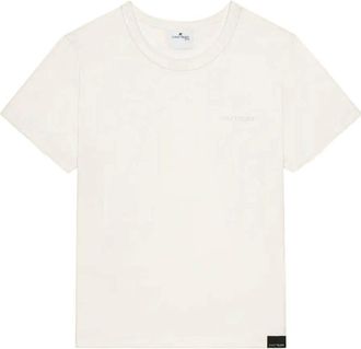 Courr&egrave;ges White Crew Neck Logo T-Shirt