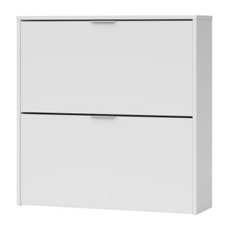 HOGAR 24 Hogar24 - Zapatero 2 Puertas Abatibles En Color Blanco Mate Dormitorio Pasillo Estilo Moderno Mueble 76x75x22 Cm
