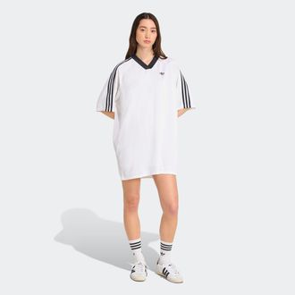 adidas Shirtkleid ADIDAS ORIGINALS ADICOLOR JACQUARD OVERSIZE, Damen, Gr. XL, N-Gr, schwarz-weiss (wei&szlig;, schwarz), Obermaterial: 100% Polyester, Kleider Shir