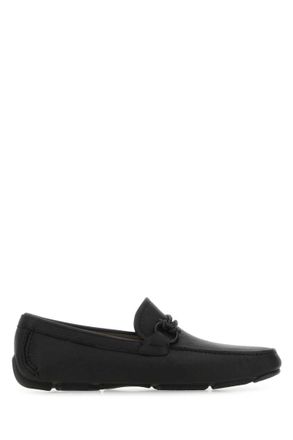 Ferragamo Black Solid Loafers