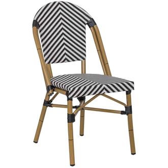 Wanderlust Deco Silla De Rat&aacute;n Sint&eacute;tico Negra Y Blanca 46x57x88cm