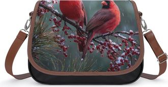 Generic Merry Christmas Cardinal Bird Crossbody Bags for Women Shoulder Messenger Bag Purse Handbags