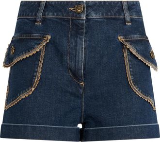 Moschino Teddy Bear Knoop Shorts - Dames - Denim shorts - Blauw - S - Katoen - Korte Broeken